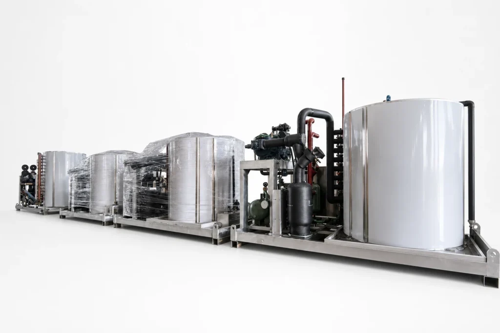 Complete industrial flake ice machine system used to compare project quotation scope