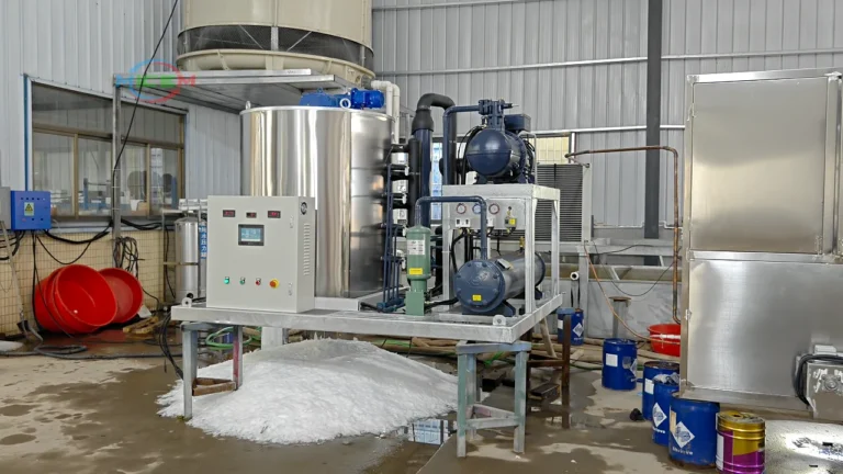 10 Ton Flake Ice Machine shown in the actual running video