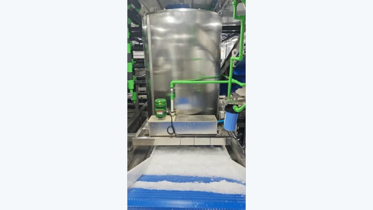 Seawater Flake Ice Machines shown in the actual running video