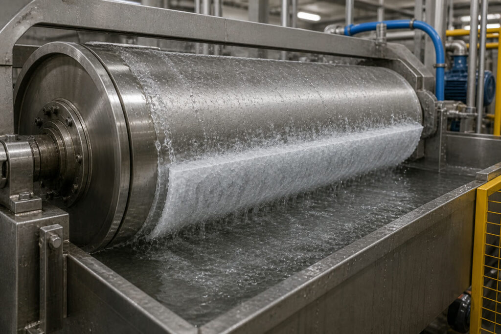 Water contact forming an ice layer