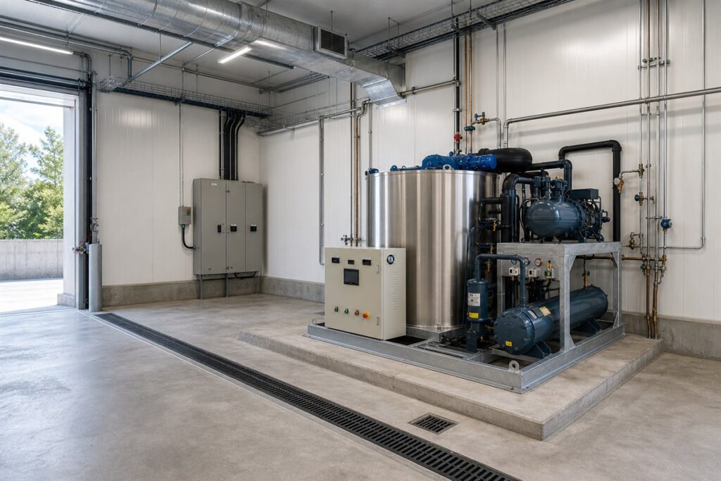 [下载现场准备图](C:/Users/Admin/Desktop/制冰机/output/imagegen/industrial-ice-machine-cost-guide/industrial-ice-machine-cost-guide-site-preparation.jpg)工业制冰厂现场准备工作