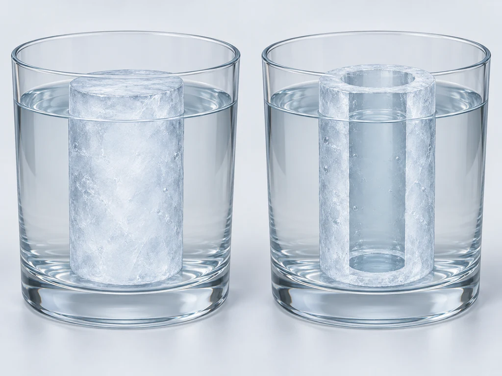 管状冰形状与液体接触方式