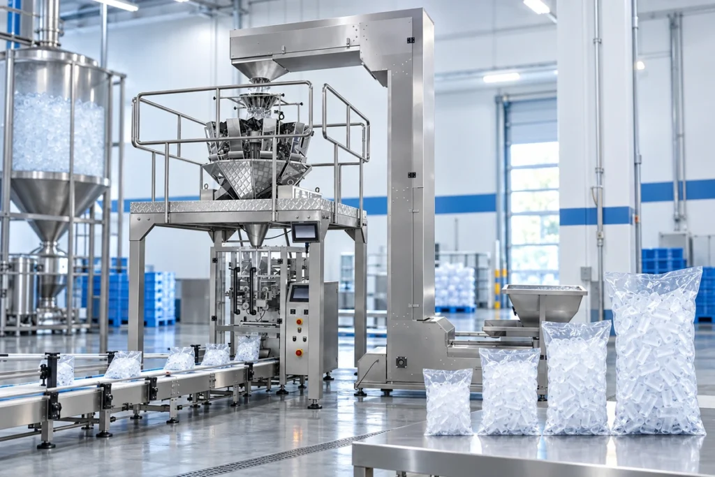 Tube ice packing line