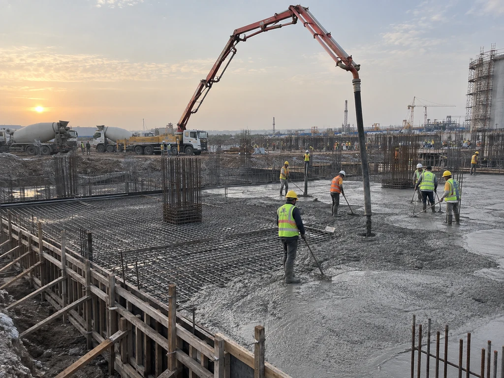Mass concrete construction site