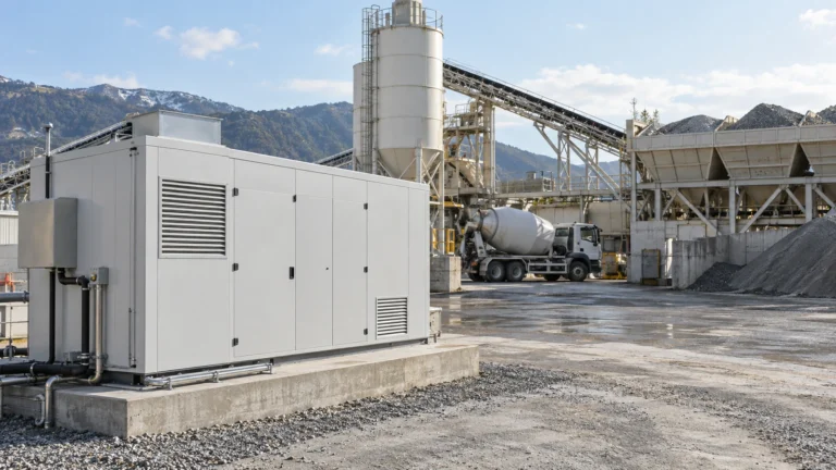 containerized ice machine at concrete plant