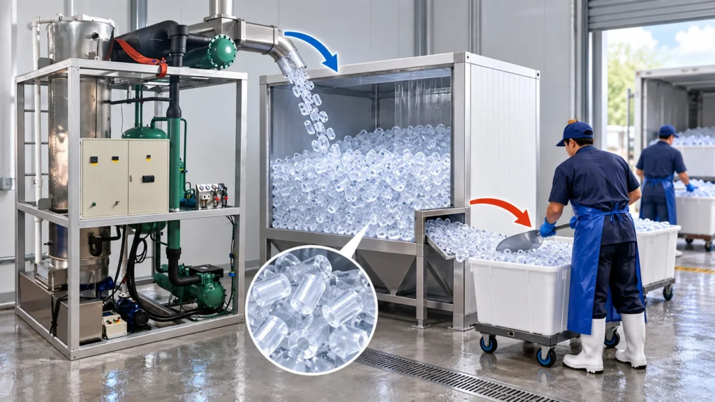 tampon de stockage pour glace tubulaire