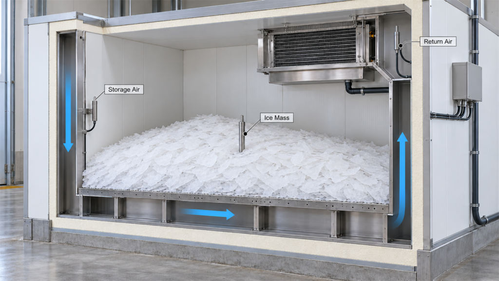 Monitoramento de Temperatura e Fluxo de Ar no Armazenamento de Gelo