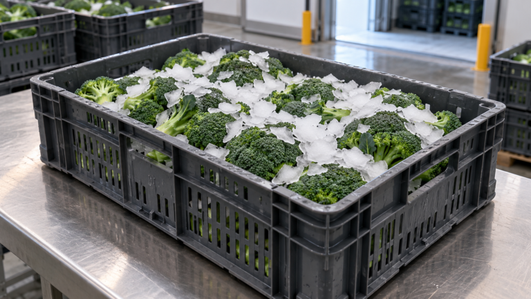 Top Icing Broccoli With Flake Ice